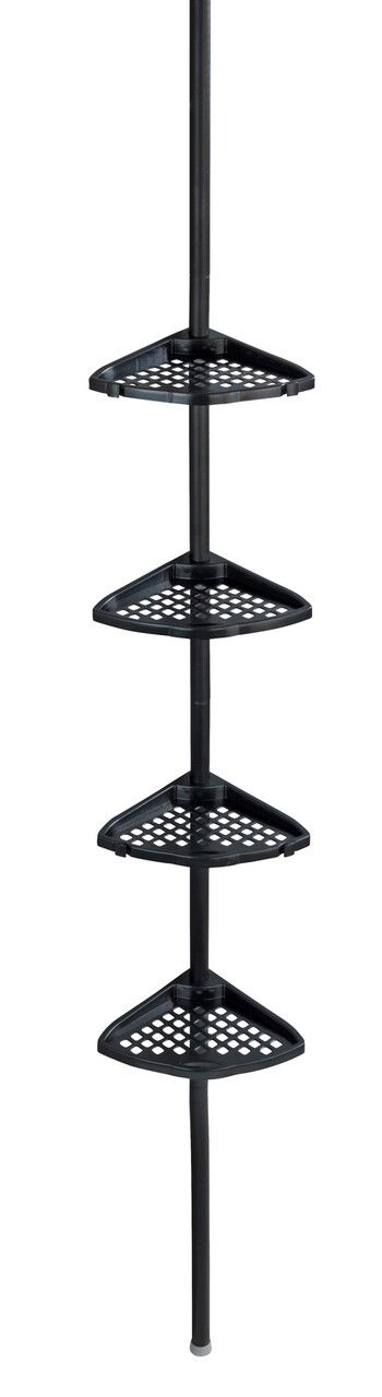 Etajera extensibila de colt, Allstar, Opal, 19.5 x 26 x 85-250 cm, metal, negru