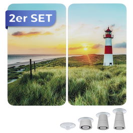 Set 2 protectii pentru aragaz Maximex, Lighthouse, 52x30 cm, sticla, multicolor