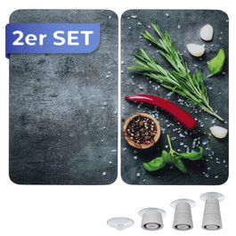 Set 2 protectii pentru aragaz Maximex, Rosemary, 52x30 cm, sticla, multicolor