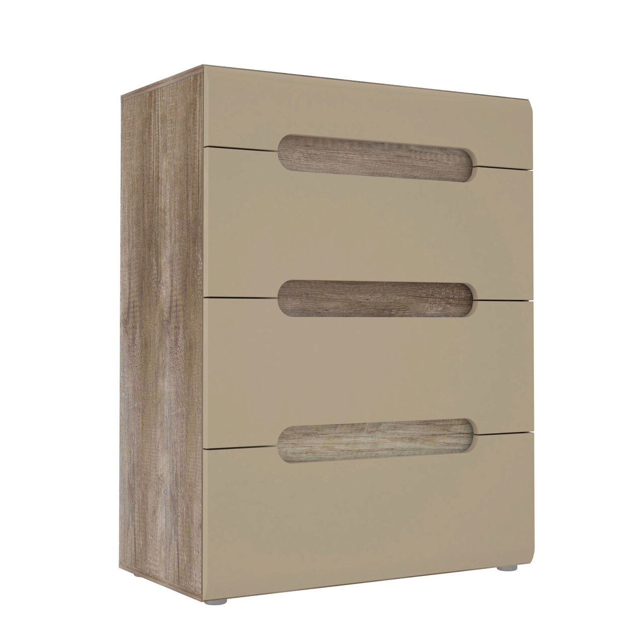 Comoda Tiel, Bedora, 80x43.1x104.6 cm, MDF/PAL, stejar/bej lucios