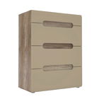 Comoda Tiel, Bedora, 80x43.1x104.6 cm, MDF/PAL, stejar/bej lucios