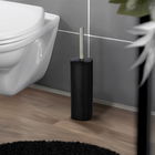 Perie pentru toaleta cu suport Alassio, Wenko, 9.3x9.3x39.2 cm, metal/otel, negru