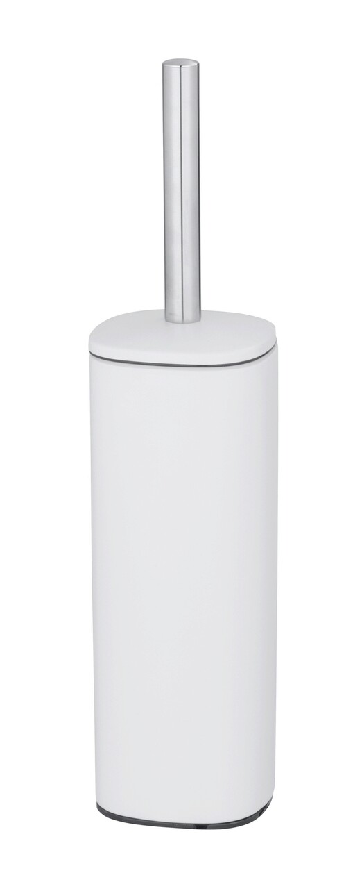 Perie pentru toaleta cu suport Alassio, Wenko, 9.3x9.3x39.2 cm, metal/otel, alb