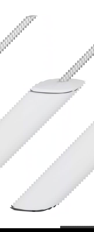 Perie pentru toaleta cu suport Alassio, Wenko, 9.3x9.3x39.2 cm, metal/otel, alb