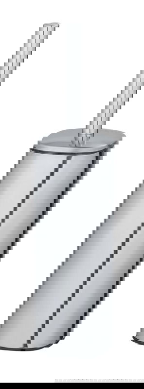 Perie pentru toaleta cu suport Alassio, Wenko, 9.3x9.3x39.2 cm, inox, argintiu lucios