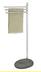Suport pentru prosoape Pebble Stone, Wenko, 38x23x84 cm, metal/otel/polirasina, gri/argintiu