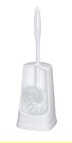 Perie pentru toaleta cu suport Simple, Wenko, 12.5x12.5x40 cm, plastic, alb