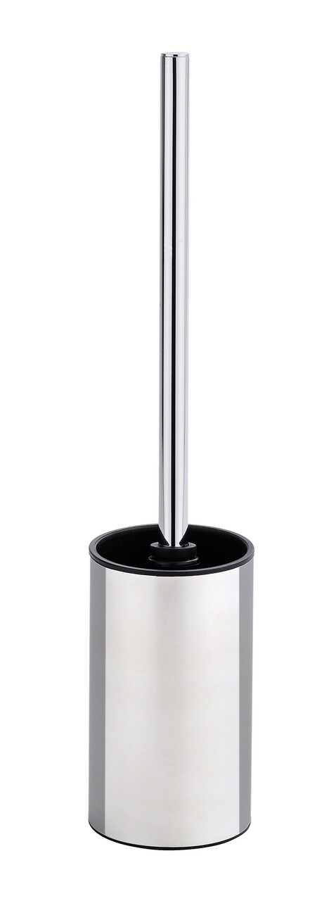 Perie pentru toaleta cu suport Detroit, Wenko, 8.9x41.5 cm, inox/plastic, argintiu/negru