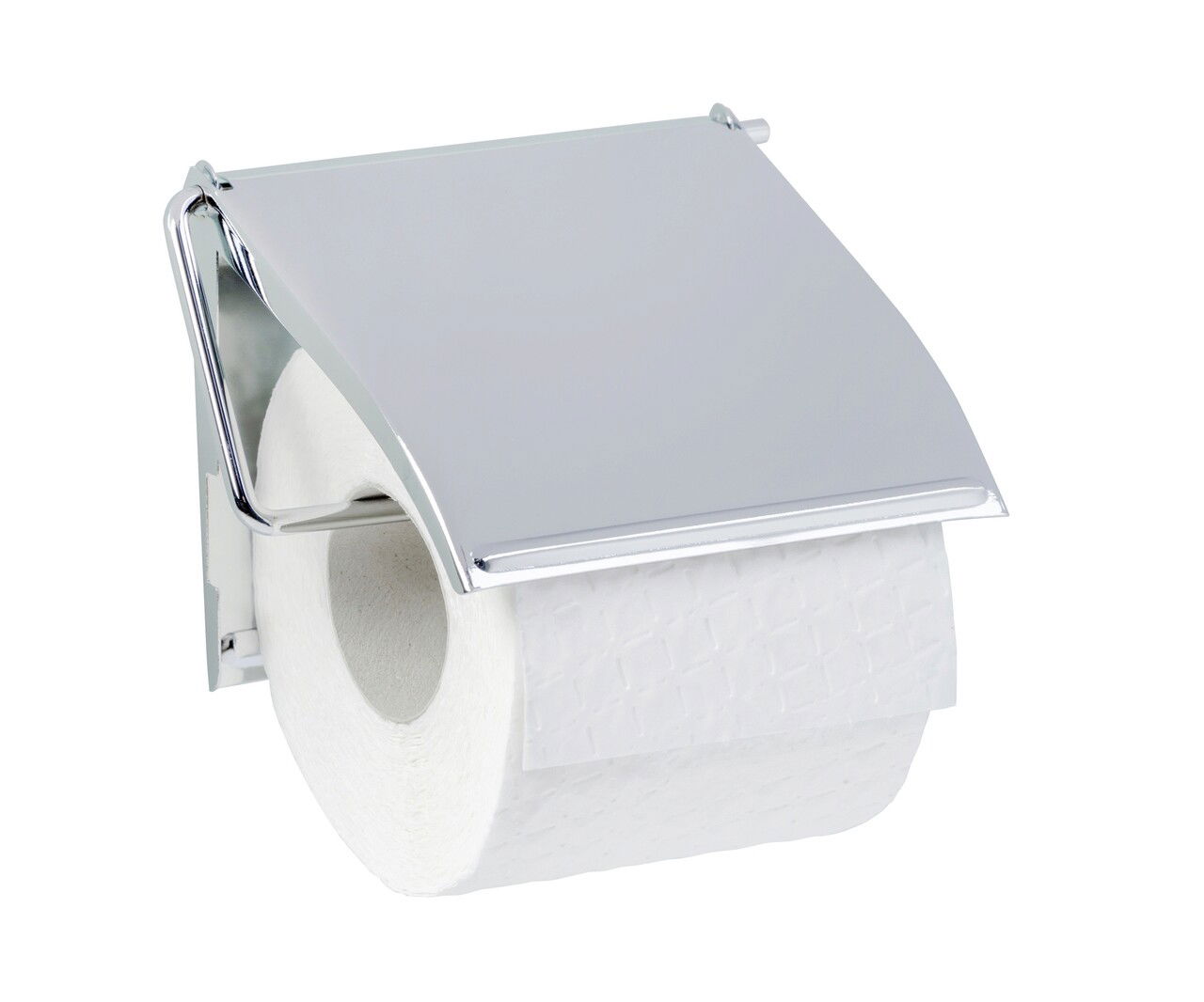 Suport pentru hartie igienica Cover, Wenko, 13.5x2.5x12 cm, metal/otel, argintiu lucios