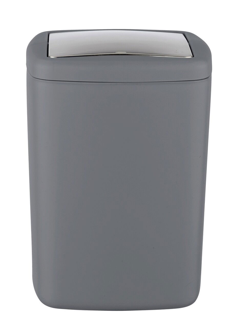 Cos de gunoi Barcelona, Wenko, 20.5x20.5x28.5 cm, plastic/TPE, gri inchis