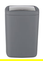 Cos de gunoi Barcelona, Wenko, 20.5x20.5x28.5 cm, plastic/TPE, gri inchis