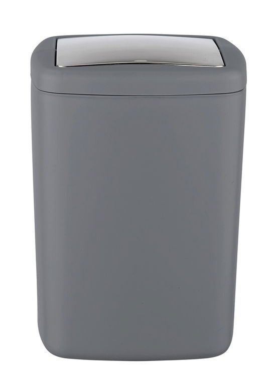 Cos de gunoi Barcelona, Wenko, 20.5x20.5x28.5 cm, plastic/TPE, gri inchis