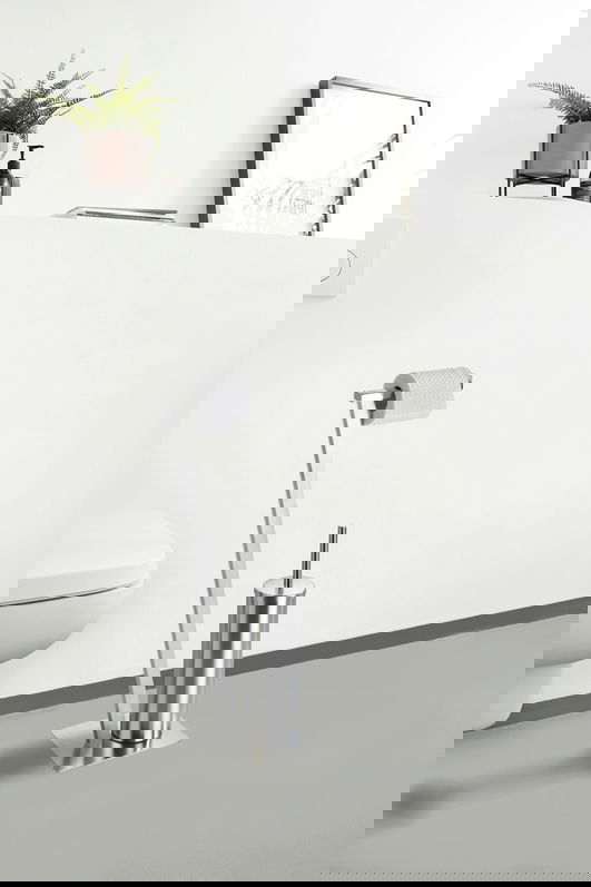 Suport hartie igienica si perie pentru toaleta Lirio, Wenko, 15x30x68.5 cm, inox, argintiu