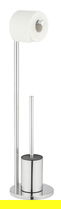 Suport hartie igienica si perie pentru toaleta Ferla, Wenko, 18x69.5 cm, metal/inox, argintiu lucios