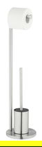 Suport hartie igienica si perie pentru toaleta Ferla, Wenko, 18x69.5 cm, metal/inox, argintiu mat