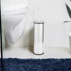 Perie pentru toaleta cu suport Olmedo, Wenko, 8.5x37 cm, inox, argintiu lucios