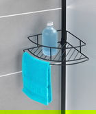Etajera de colt extensibila, Wenko, Telescopic Dolcedo, 31 x 13.5 x 65-275 cm, inox, negru