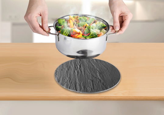 Suport pentru recipiente firebinti, Wenko, Slate, Ø 20 cm, sticla/silicon, multicolor