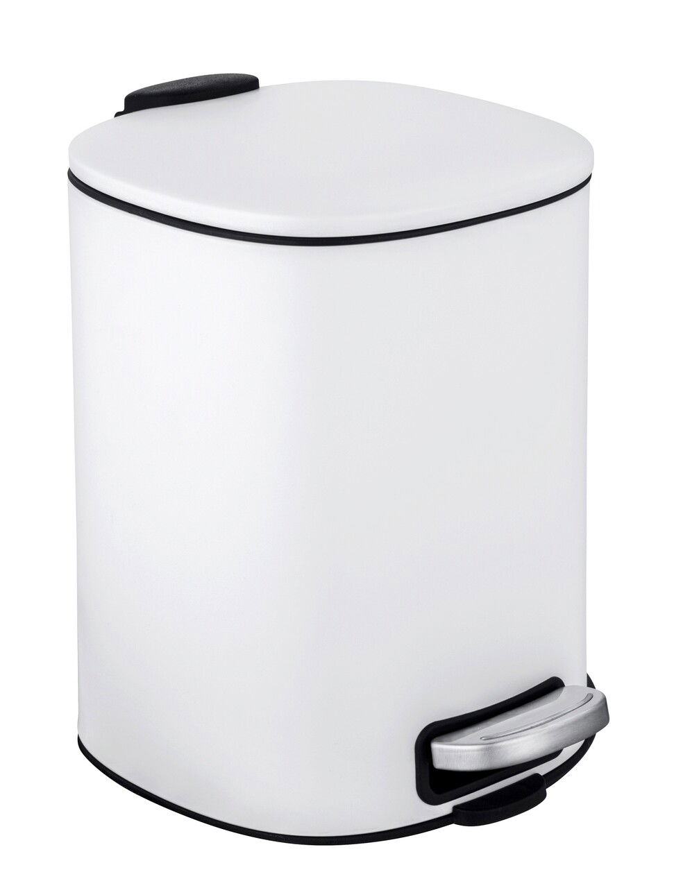 Cos de gunoi, Wenko, Alassio, 20.5 x 24.5 x 27 cm, 5 L, inox/polipropilena, alb/negru