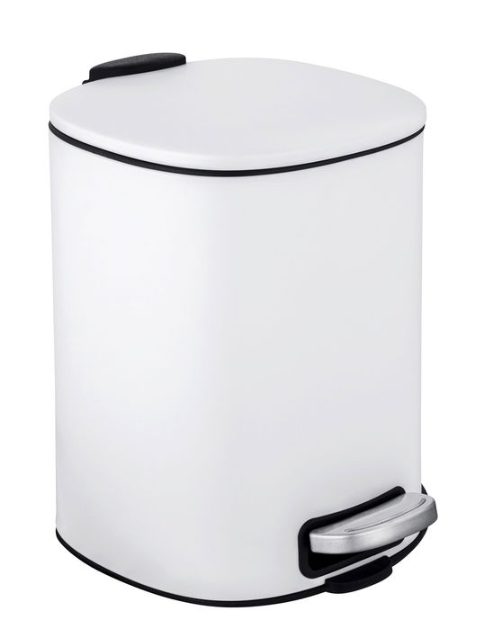 Cos de gunoi, Wenko, Alassio, 20.5 x 24.5 x 27 cm, 5 L, inox/polipropilena, alb/negru