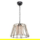 Lustra PWL-0971, Pakoworld, 30x30x55 cm, 1 x E27, 60W, metal/polipropilena, negru/natural