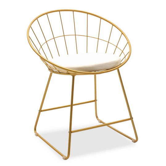 Scaun Seth, Pakoworld, 58x50x71 cm, metal/PVC, auriu/alb