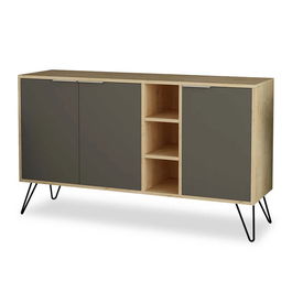 Bufet inferior Clara, Pakoworld, 142x35.5x83 cm, PAL/metal, maro deschis/maro inchis