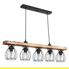 Lustra Jazzy, Pakoworld, 100x12x75 cm, 5 x E27, 20W, lemn/metal, maro/negru
