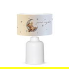 Lampa de masa pentru copii PWL-1099, Pakoworld, 1 x E27, 24x24x32 cm, textil/polipropilena, alb/gri