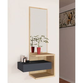 Consola Sabine, Pakoworld, 40x31.3x90 cm, PAL melaminat, natural/antracit
