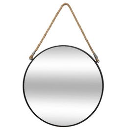 Oglinda decorativa PWD-0084, Pakoworld, 55x55 cm, metal/iuta, negru