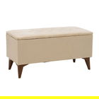 Bancheta cu spatiu depozitare Elone, Pakoworld, 90x40x44 cm, textil/lemn, bej/maro