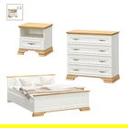 Set mobilier dormitor 4 piese Dreams 5, Pakoworld, pat 160x200 / comoda / noptiera, alb vintage/auriu maro