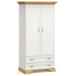 Dulap pentru haine Jaden, Pakoworld, cu 2 usi, 101x62x197.5 cm, PAL melaminat, alb vintage/auriu maro