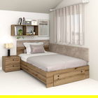 Pat colt de o persoana AMBRO, 120x200, sertar frontal, Stejar