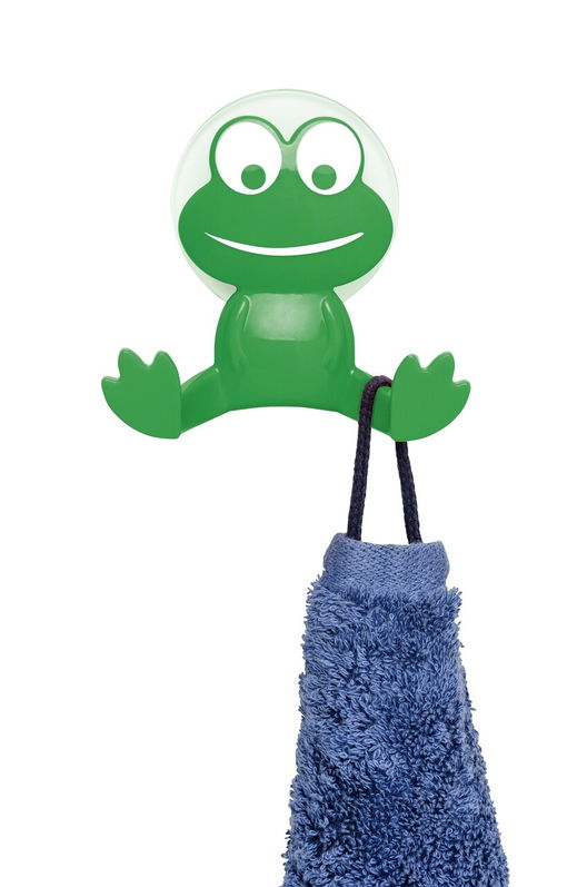 Carlig cu montare pe perete Frog, Wenko, 9.5x4x9.5 cm, ABS/plastic, verde/alb