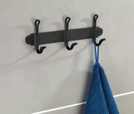 Suport pentru prosoape Nostalgia Trio, Wenko, 22x5x8.5 cm, metal/otel, negru