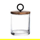 Recipient cu capac pentru depozitare Hardie, Homla, 10x14 cm, sticla/lemn, transparent/maro