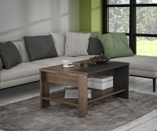 Masuta de cafea Ubbergen, Bedora, 90x55.2x42.5 cm, PAL, stejar/negru