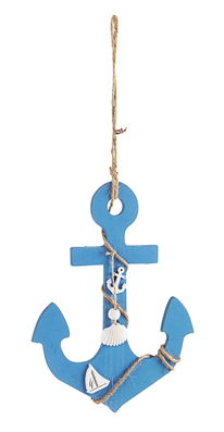 Decoratiune de perete, Bali Blue Anchor, Bizzotto, 18x24 cm, placaj/iuta