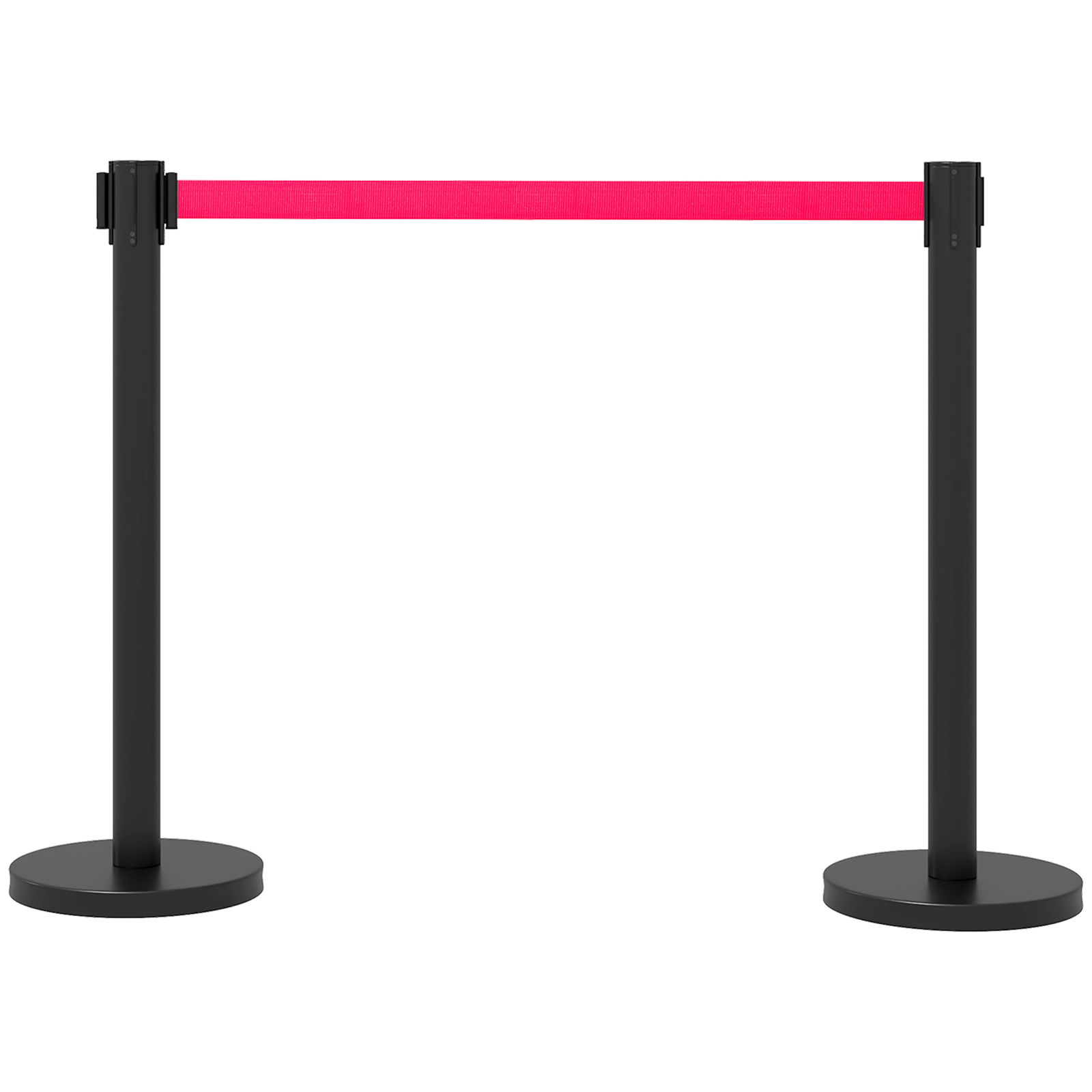 Outsunny Set 2 Coloane Indicator de Traseu cu Bandă Extensibilă de 2 m, Stâlpi de Delimitare, Ø32x90 cm, Roșu | Aosom Romania