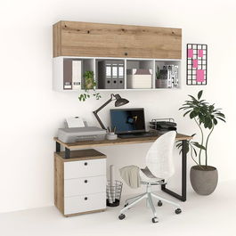 Ansamblu birou STUDIO 5, Stejar, Alb