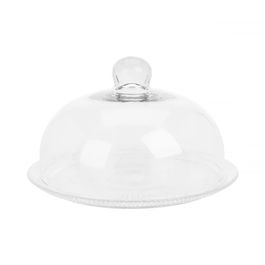 Platou tort cu capac, Excellent Houseware, 30x17 cm, sticla, transparent