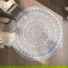 Covor antiderapant Vasagle Boho, D160 cm, lavabil la masina, poliester, gri dove