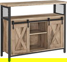 Bufet cu usi glisante, Vasagle, 100x33x80 cm, PAL/otel, natural/negru