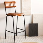 Scaun de bar Lumbar, Homla, 54x46x103 cm, piele, maro/negru
