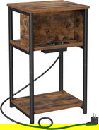 Masuta de cafea / noptiera cu priza si USB, Vasagle, 34x30x58 cm, PAL/otel, maro