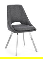 Scaun Kashar, Bizzotto, 45x49.5x85 cm, inox/poliester, gri inchis