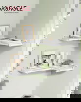 Set 2 rafturi de colt Industrial L-Shaped, Vasagle, 40x29 cm, PAL/otel, alb
