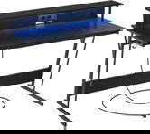 Birou de gaming pentru 2 monitoare, cu priza si USB incorporate, Vasagle, 120x60x91 cm, cu LED-uri, max 100 kg, maro